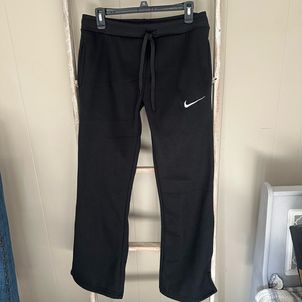 Nike Women's Black Track Pants with White Logo